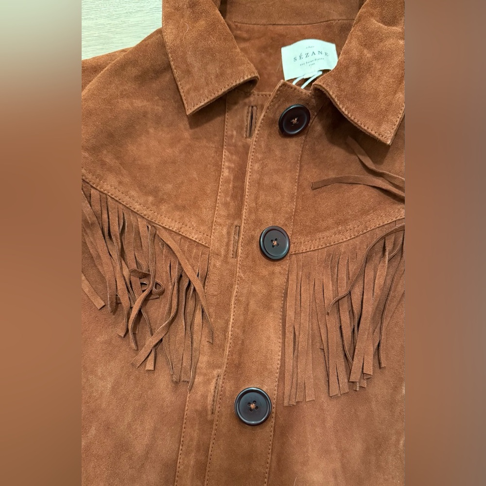 Sézane Women's Yuma Brown Fringe Jacket - Picture 10 of 13